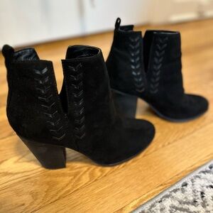 Black High Heeled Ankle Booties by Carlos - 4” heel